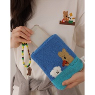 AIR SPACE [DINOTAENG] Multi Purpose Pouch With Knit Pattern ( make up or stationary size)