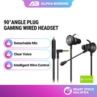 Alpha Borong BAVIN HX837 3.5mm Wired Gaming Earphones Dual Detachable Microphone Mobile Esports Head