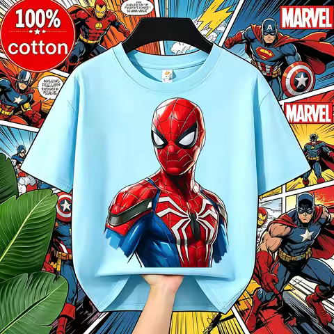 T-shirt pour garçons et filles imprimé Spiderman, super-héros, marque Marvel, été 2026, multicolores