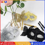 FLY Masquerade Mask with Holding Stick, Venetian Half Face Mask for Women