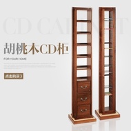 North America Black Walnut CD Solid Wood Stand DVD Disc Storage Cabinet with Diffuser Record Storage