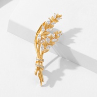 S925 Sterling Silver Wheat Ear Brooch High-End Chanel Design Niche Anti-glare Corsage Silver Pin Ret