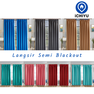 Hook Type Modern Plain Langsir Tingkap Tirai Bilik Semi Blackout Door Curtain Window Langsir Pintu Murah Cangkuk LK