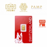 TURBO [1GM] PAMP Switzerland Swiss Shepherd Gold Bar 9999Gold