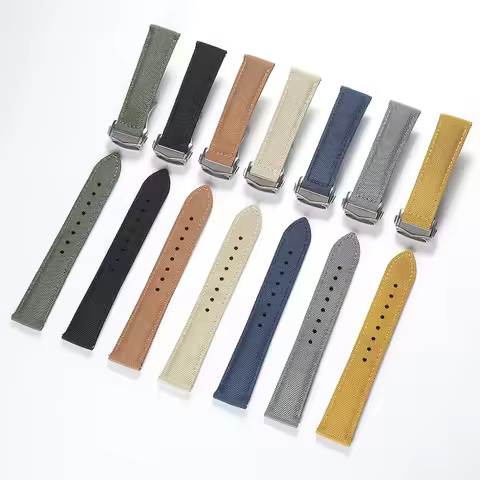 Omega Strap Sailcloth Deployant Folding Buckle Deployant Sailcloth Watch Band High Density Nylon Qui