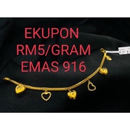 DISKAUN RM5/GRAM EMAS 916
