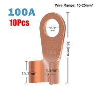JIYAN2866 5/10Pcs 10A-400A OT Wire Nose Terminal Crimp Copper OT Type OT Lugs Ring Crimp Non-Insulat