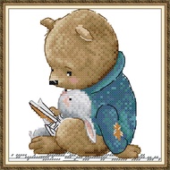 Joy Sunday Stamped Cross Stitch Ktis DMC Threads Chinese Cross Stitch Set DIY Needlework Embroidery Kit-Reading Bear