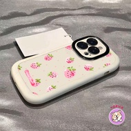 Pink Strawberry Phone Case For IPhone 16 15 14 XR XS Max 7 8 Plus Cartoon Phone Cover For iPhone 16P