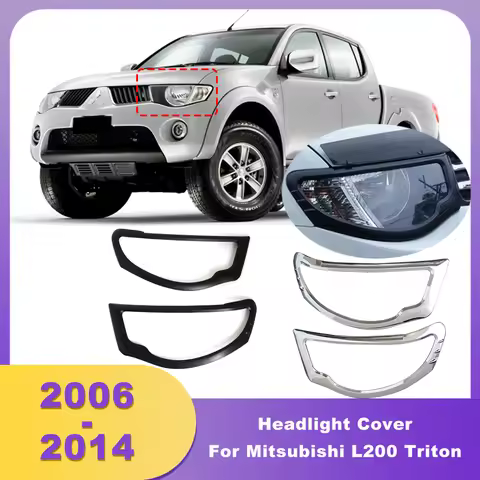 ABS Chrome Front Headlight Cover Frame Head Lamp Hoods For Mitsubishi L200 Triton 2006 2007 2008 200