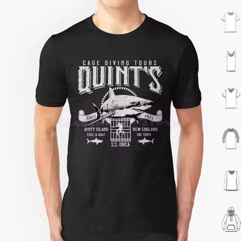 Quint's Cage Tours ( Universal ? Ucs Llc ) T Shirt Men Women Kids 6xl Jaws Shark Classic Movie 70s Q