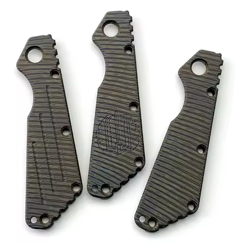 1 Piece Titanium Alloy Knife Handle MaterialCustom Scales for Strider SMF Knife handles Tiger-patter