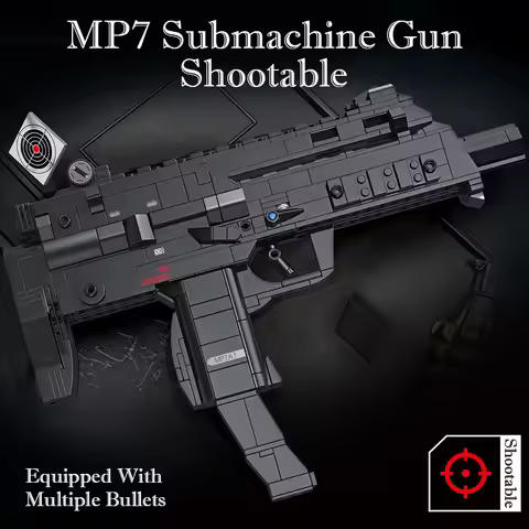 WW2 Shootable Submachine Gun Sniper Rifle Revolver Building Blocks Military Army Weapon Model Kids A