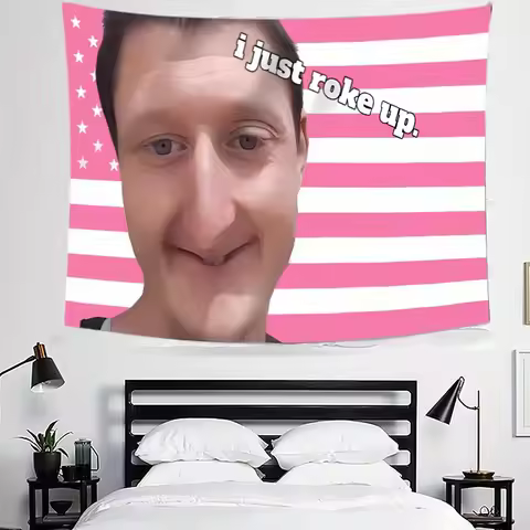 1pc D-DanielLarson Funny Pink American Flag Tapestry - Humorous "I Just Roke Up" Design, Perfect for