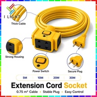 Heavy Duty Extension Cord Socket 5M/10M/20M/30M Fireproof Household Extension Wire