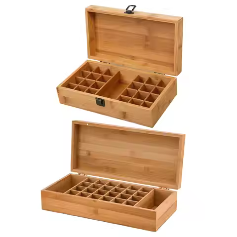 24 Bottles Essential Oil Storage Box Wooden Aromatherapy Organizer Container