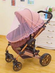 素色折疊式嬰兒車蚊帳