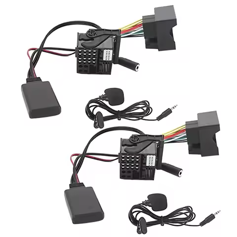 AB59-2Set Car Radio Bluetooth 5.0 Music AUX Cable Handsfree Adapter Harness Kit Black Automotive Sup