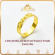 MYDORA EMAS 916 Cincin Belah Rotan Pahat Pasir l EMAS 916/22K