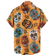 Men's Hawaiian Shirt Loose Top 5xl 3d Skull Print Shirts For Men