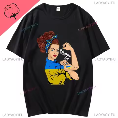 Funny Ukraine Girl Ukrainian Flag 100%cotton T Shirts Graphic Streetwear Short Sleeve Birthday Gifts