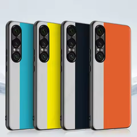 For Sony Xperia 1 VII Splice Leather Shockproof Phone Case Xperia 1 VI Left And Right Splicing Phone