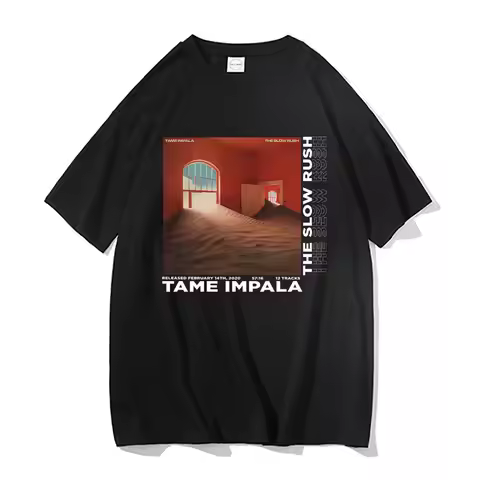Tame Impala The Slow Rush Album Graphic T-shirts Men Vintage Tshirt Male Hip Hop Oversized Tees Men'
