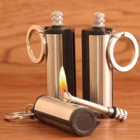 Can Be Used 10000 Times Multifunctional Stainless Steel Match Lighter Keychain Windproof & Waterproo