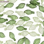 HUIMAO Green Transparent Leaf Shape Beads, Green Transparent Green Acrylic Leaf Beads, Acrylic Beads