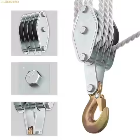 J1HA Block and Tackle Pulley System Upgraded 3/4 Wheel Rope Pulley Hoist 1100/2200Lbs Work Load Rope