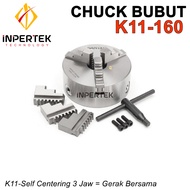 Chuck Bubut 6" 3 Jaw K11-160 Claw 6 Inchi Cekam Kaki 3 Self Centering