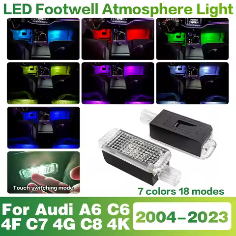 LED Car Footwell Light Interior Decoration Atmosphere Lamp Accessories For Audi A6 C6 4F C7 4G C8 4K