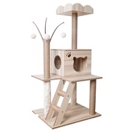 Premium Cat Tree House Wood Cat Tower Cat Condo Cat Scratch House 122cm