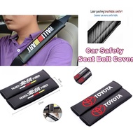2pcs Car Safety Seat Belt Cover Proton Perodua MUGEN TRD RALLIART RECARO Carbon Fibre sponge sholder pad comfort