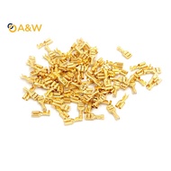 A&W 100 Pcs 4.8mm Gold Brass Car Speaker Female Spade Terminal Wire Connector