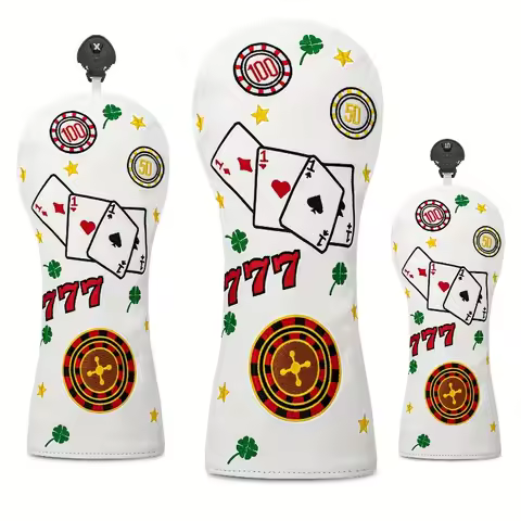 777 Poker Theme Golf Club Head Cover - Durable Protective Cover, Golf Accessories, Dustproof and Dur