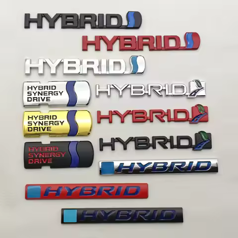 3D Metal Car Badge Letters Logo HYBRID Synergy Drive Emblem Rear Trunk Door Side Fender Sticker Deca
