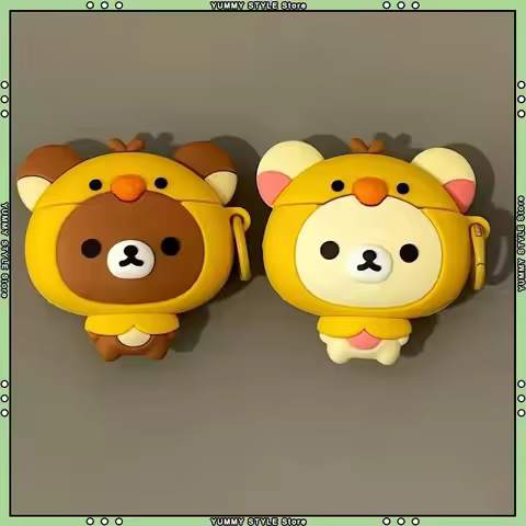 Cartoon Rilakkuma Silicone Earphone Case For AirPods 4 Pro 2 Pro 3 Shockproof Protective Cover Creat