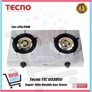 Tecno Super Slim Tabletop Double Burner Gas Cooker | Stove  TTC 0328SV | TTC0328SV (LPG / PUB) (1 Ye