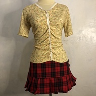 VINTAGE 80S 90S BETTYS BLUE SHINJI ABE FLORAL LACE RUCHED CARDI TOP