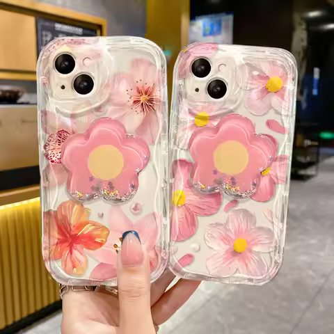 Y2K Flower With Holder Case For POCO X7 M6 X6 M7 Pro X3 NFC F3 F7 Ultra Xiaomi 14 15T PRO Clear Soft