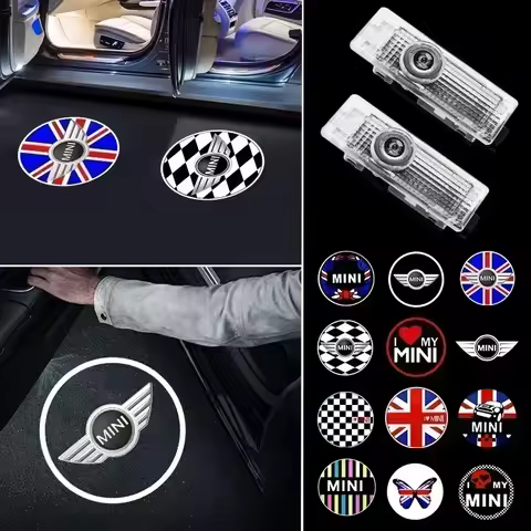 2PC For BMW MINI Cooper One S JCW R56 R55 R53 F55 F56 R57 R60 Car Door Welcome Lamps HD LED Laser Pr