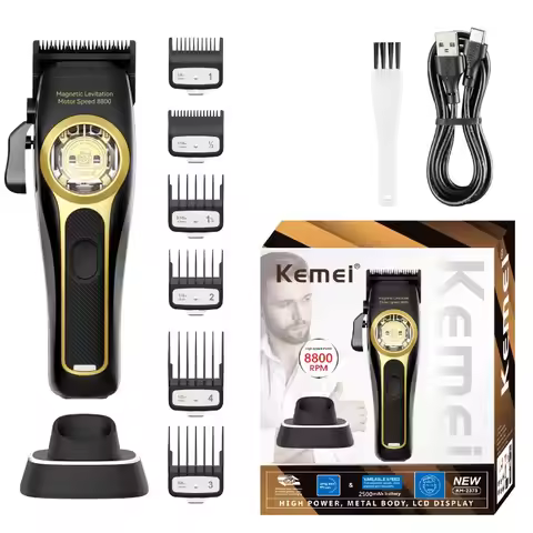 Kemei Professional Hair Clipper Magnetic Levitation Motor 8800 Rpm Charging Base Hair Clipper Men's 