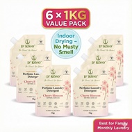 D’KOSO Indoor Dry Laundry Detergent (6 x 1KG) | Anti-Odour, Enzymes, Bulk Family Bundle