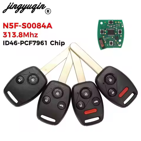 jingyuqin 2/3/4 Buttons For Honda Civic EX Si 2006 - 2013 Remote Car Key Fob 313.8Mhz STREAM ID46 PC