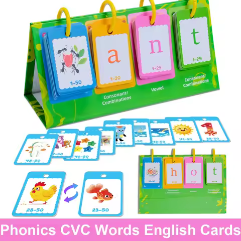 CVC Words Phonics Vocabulary Cognitive Cards for Kids Short Vowel Word Building Educational English 