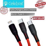 Celebrat FLY-2 USB Data Cable 2meter FLY-2 Micro /Fruit / Type C Celebrat Cable Celebrat 2meter cabl