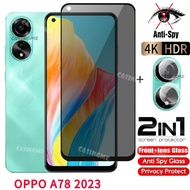 Oppo A78 2023 Private Tempered Glass Anti-Spy Full Cover Screen Protector Anti Peek Privacy Film For