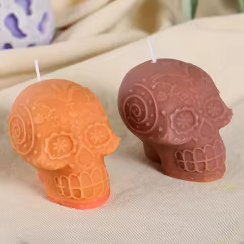 3D Skull Candle Silicone Mold DIY Handmade Form for Candles Halloween Decoration Tools