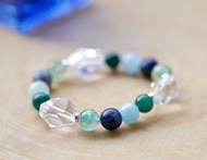 ||青朗||心輪喉輪能量手環。方納石/白水晶/超七/海藍寶 快速出貨